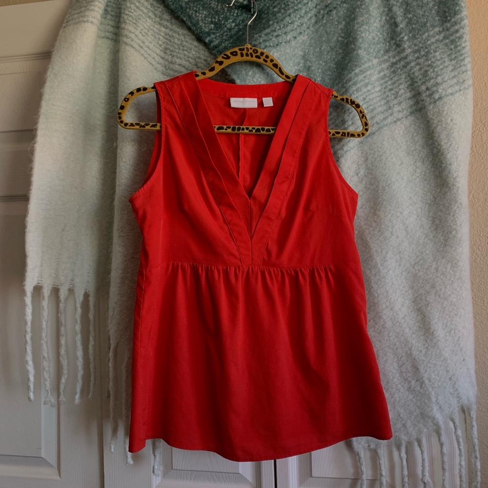 New York & Company Red Sleeveless Top